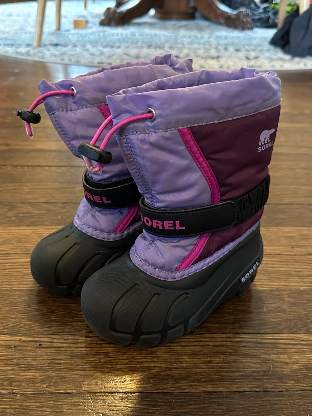 Sorel Kids Purple Boots with Pink Trim